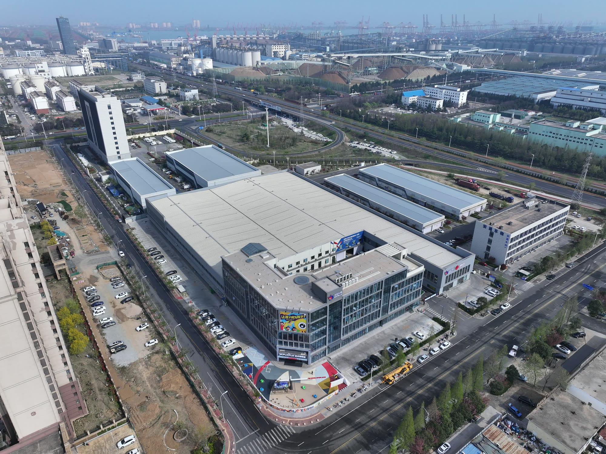 Aerial panorama of DEEPBLUE 37,000 square meter interactive exhibit manufacturing base in Shandong, China Aerial panorama of DEEPBLUE 37,000 square meter interactive exhibit manufacturing base in Shandong, China